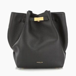 DeMellier  New York Leather Bucket Bag in Black Leather, Gold Hardware
